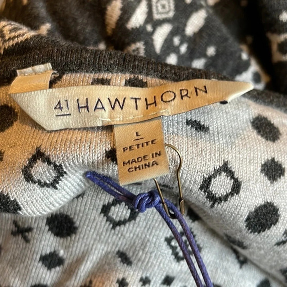 41 Hawthorn NWT gray and white Nordic Alivia midi  sweater dress size large - Picture 8 of 9